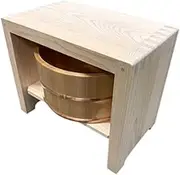 Hiba Wood Bath Stool & Sawara Pure Wood Bath Bucket Set Naturally Antibacterial & Resistant to Rotting
