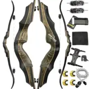 62" Takedown Recurve Bow 20-60lbs Limbs Wooden Riser Field Archery Bow Hunting