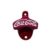 Cast Iron Coca Cola Wall Mount Bottle Opener - Red