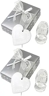SAFIGLE 2 Sets Crystal Cross Baptism for Boys Baptism Cross for Boy Catholic Treasures Boy Desktop Cross Boys Cross Table Decor Crystal Decor White Crystal Baby Ornaments