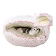 MIMIGO Grey Cave Ultrasoft Plush Cat Bed with Large Hood, Round Burrowing Comfortable Self Warming Cozy Sleeping Cat Bed with Waterproof and Antisl...