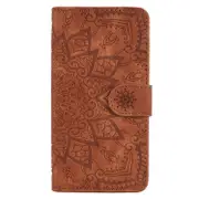 Calf Pattern Double Folding Design Embossed Leather Case With Wallet and Holder and Card Slots For Iphone 8 and 7(Brown)