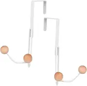 GRADENEVE 2pcs Door Organizer Hooks Metal Coat and Towel Hangers for Home Versatile Storage for Hats Belts and Accessories Easy to Install White Bead Design