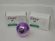 Bath Lot 2 Dove Sensitive Skin Beauty Soap Bars & Unicorn Shower Bomb
