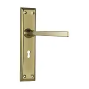 0676 Door Lever Menton Lock Pair Polished Brass H225xW50xP75mm
