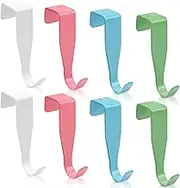 NEETUE 8 pcs Over The Cabinet Door Hooks Kitchen Towel Hooks for Cabinets Small Over The Door Hooks Stainless Steel Door Hooks Over Cabinet Hook for Home Kitchen Bathroom Decoration (Multicolour)