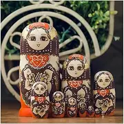 Handmade Matryoshka Handmade Wooden Russian Nesting Dolls 10 Pieces Russian Girl Traditional Matryoshka Dolls Home Decor Stacking Nested Set Surprise Gift