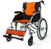 Manual Self Propelled Wheelchair Lightweight Folding Elderly Wheelchair Medical Sport Travel Chair with Handbrakes for Seniors Adults and Disabled Users