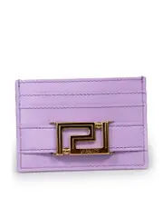 Baby Violet Leather Greca Goddess Card Holder