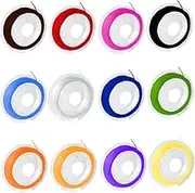 Elastic String for Bracelets 12 Roll 0.7mm, High Stretchy Beading Elastic String for Bracelets Necklace Jewelry Making, 12 Color