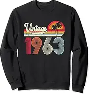 [X.Style] Vintage 1963 60th Birthday Men Women 60 Year Old Retro Sweatshirt ds2041 Sweater (S) Black