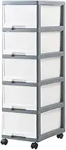 Storage Cabinet with Removable Drawers for Living Room Bedroom Plastic Locker with 5 Layers Gray Blue Color Ideal for Office or Home Storage Solutions