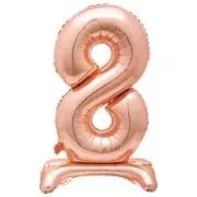 Rose Gold "8" Giant Standing Numeral Foil Balloon 76cm (30") Air Filled Only