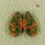 EA18606# 1 Pair Natural genuine Gemstone matched Unakite earrings Cab