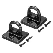 Pad Eye Plate U Hooks Ceiling Hook Wall Mount Loop for Hanging Ropes, Black 2pcs