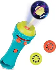B. Toys by Battat BX1940Z Projector Night-Time Toy for Kids – 2 Slide-in Space Reels – Fun Toddler Flashlight – Light Me to The Moon (Blue) – 4 Years