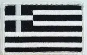 GREECE Flag Patch W/ VELCRO® Brand Fastener B & W Tactical White Border #29