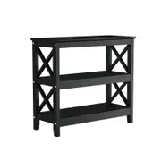 Oikiture Hall Console Table Two Open Shelves Black