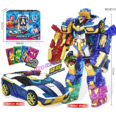 Metal Cardbot ULTIMATE BLUE COP Police Car Titan Transform Robot Action Toy