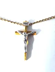 Vintage 14K Gold Filled Crucifix Jesus Chain Necklace Lot 17" Kid or Teen