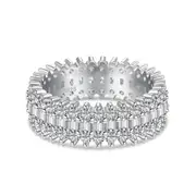 ANYCO Ring Silver White Cubic Zirconia Eternity Ring Multi Colors CZ Wedding Bands Rings For Women