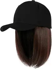 [Generic] Plain Mesh Hat Baseball Cap with Hair Extensions Straight Short Bob Hairstyle Removable Wig Hat for Woman Girl Ash Blonde Mix Bleach Blonde 412 Hat