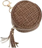 TINEASUR Key Bag with Tassel Zippered Compact Car Key Case Jewelry Mini Purse Wristlet Keychain