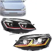 LED Headlights Compatible With VW Golf 7 MK7 VII 2013-2017 ，Sequential Turn Signal Front Lamps Assembly Not Fit GTI & Xenon Model
