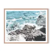 Crashing Framed Printed Wall Art - Timber