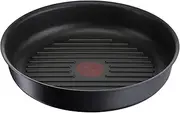 Tefal Ingenio Grill Pan, 26 cm, Induction, Non-Stick Coating, Cast Aluminium, Stackable, Dishwasher Safe, Eco Resist L8584004, Black, Non-Stick Coating