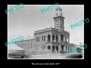 OLD LARGE HISTORIC PHOTO OF WARWICK QLD VIEW OF THE TOWN HALL c1897
