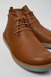 Wagon Brown Leather Ankle Boots for Men.