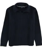 Ted Baker Mens London Ademy Ribbed Wool Polo Pullover Sweater, Blue, 6