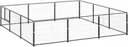 Dog Kennel Black 9 m² Steel Outdoor Pet House Large Dog Shelter Backyard Enclosure