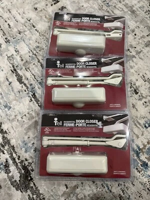 3X Tell Residential Door Closer Adjustable Closing & Latching Speed Ivory New