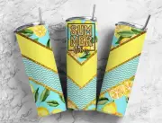 Summer Vibes and Lemons 20 Oz Skinny Metal Tumbler w/Lid and Straw