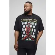 Mens Acid Wash Black Plus Oversized A Tribe Called Quest License Acid Wash Print T-Shirt