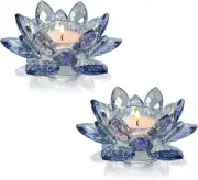 Crystal Lotus Flower Tealight Candle Holders/Glass Tea Light Candlestick Decor D