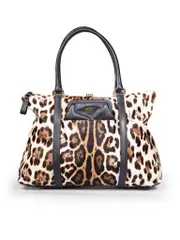 Brown Ponyhair Leopard Miss Pen Tote Bag