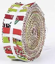 Soimoi 40Pcs Block Print Precut Fabrics Strips Roll Up 1.5x42inches Cotton Jelly Rolls for Quilting - Green