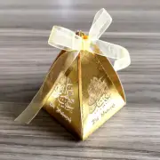 10pcs Shiny Golden Creative Eid Mubarak Candy Boxes Pyramid Paper Gift Case