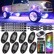 12X RGB LED Rock Light Pod Underglow Lamp Offroad Truck ATV bluetooth Control US