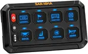 SAN HIMA RGB 8 Gang Bluetooth Switch Panel with 3 Silicone Button, 5-Level Brightness Multifunction Switch, Constant Momentary Strobe Circuit Control Box IP65, for Car Marine Truck SUV UTV Offroad