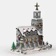 Winter Village Church Building Block Kit Snow Modular Build