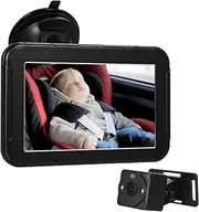 Baby Car Mirror, 5'' HD 1080P Car Baby with Infant Car Seat Camera Rear Facing Backseat Camera with Wide Clear View for Newborns Pets Black One Size
