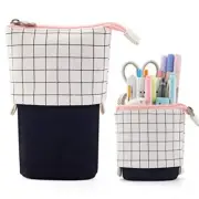 Big Capacity Pencil Pen Case Pouch Box Organizer Large Storage for Plaid white