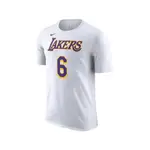 NIKE 短袖上衣 LOS ANGELES LAKERS NBA 男款 白 紫黃 短T 湖人 詹姆斯 DR6381-106