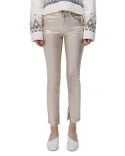Jonathan Simkhai Rae High Rise Ankle Skinny Jeans in Gold Foil