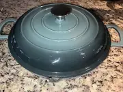 Crate and Barrel Everyday Pan 3.5 QT Pan Green Enameled Cast Iron New