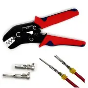 Crimping Tool with Ratchet, Ratcheting Wire Crimper Tool for Open Barrel